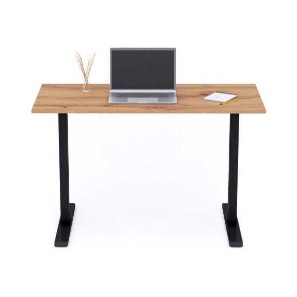 Clara Fixed Height Desk 47.2 x 23.6 in Rustic Oak with Black Legs detail image 1