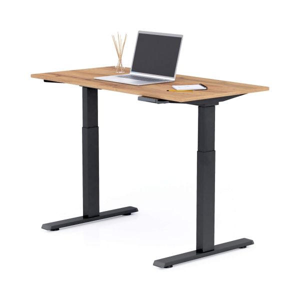 Clara Electric Standing Desk 47.2 x 23.6 in Rustic Oak with Black Legs detail image 1