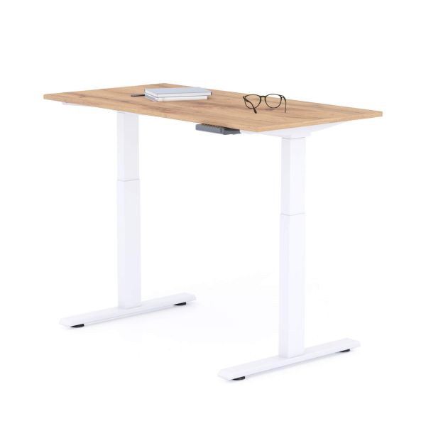 Clara Electric Standing Desk 47.2 x 23.6 in Rustic Oak with White Legs detail image 1