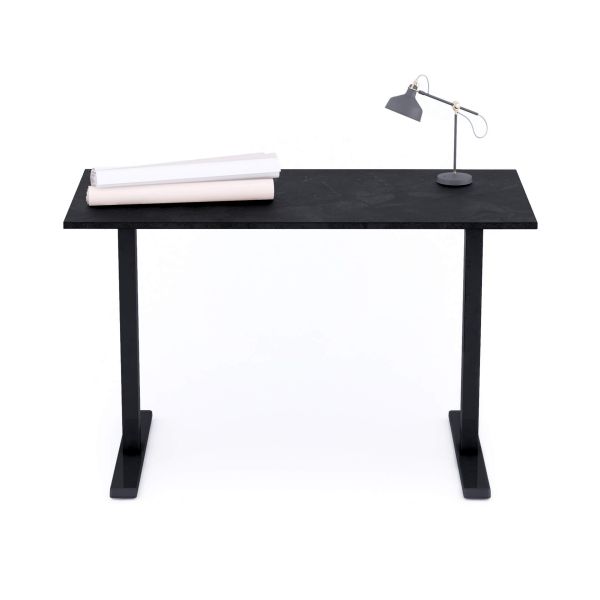 Clara Fixed Height Desk 47.2 x 23.6 in Concrete Effect, Black with Black Legs detail image 1