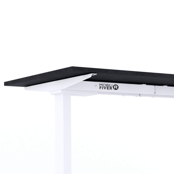 Clara Fixed Height Desk 62.99 x 23.62 in Concrete Effect, Black with White Legs detail image 2