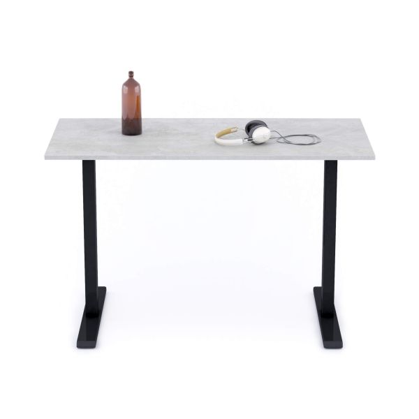 Clara Fixed Height Desk 47.2 x 23.6 in Concrete Effect, Grey with Black Legs detail image 1