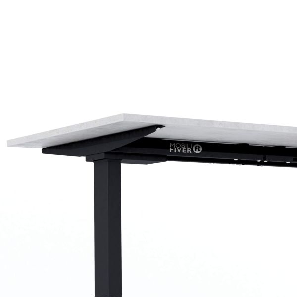 Clara Fixed Height Desk 55.11 x 31.49 in Concrete Effect, Grey with Black Legs detail image 2