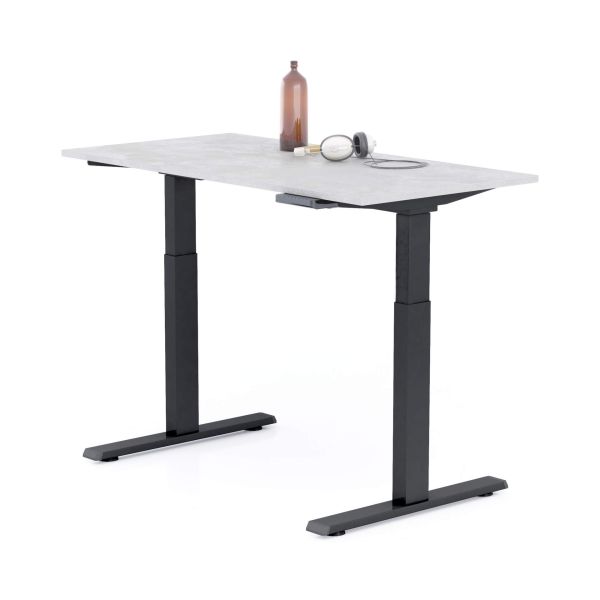 Clara Electric Standing Desk 47.2 x 23.6 in Concrete Effect, Grey with Black Legs detail image 2