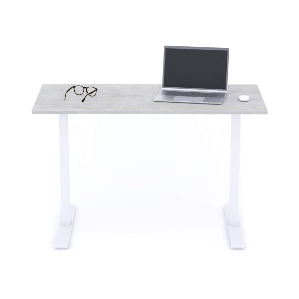 Clara Fixed Height Desk 47.2 x 23.6 in Concrete Effect, Grey with White Legs detail image 1