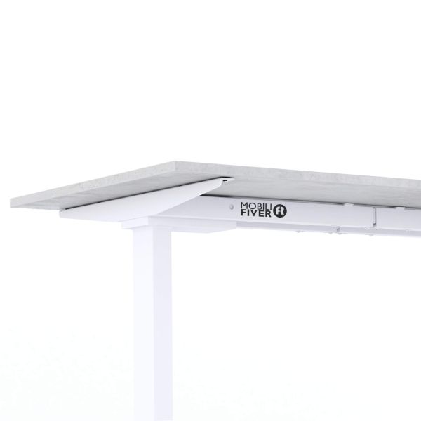 Clara Fixed Height Desk 55.11 x 31.49 in Concrete Effect, Grey with White Legs detail image 2