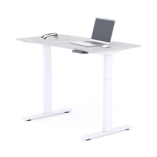 Clara Electric Standing Desk 47.2 x 23.6 in Concrete Effect, Grey with White Legs detail image 1