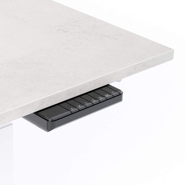 Clara Electric Standing Desk 47.2 x 23.6 in Concrete Effect, Grey with White Legs detail image 2