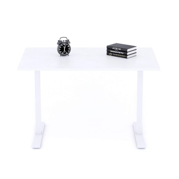 Clara Fixed Height Desk 47.24 x 31.49 in Concrete Effect, White with White Legs detail image 1