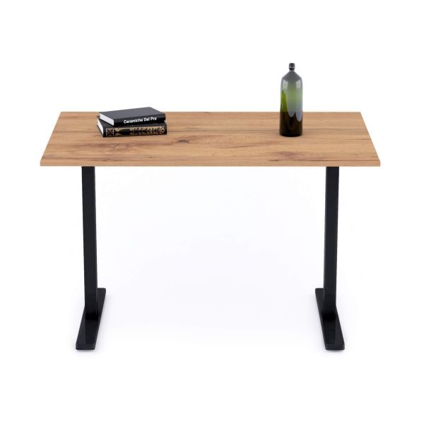 Clara Fixed Height Desk 47.24 x 31.49 in Rustic Oak with Black Legs detail image 1