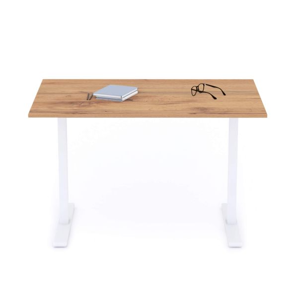 Clara Fixed Height Desk 47.24 x 31.49 in Rustic Oak with White Legs detail image 1