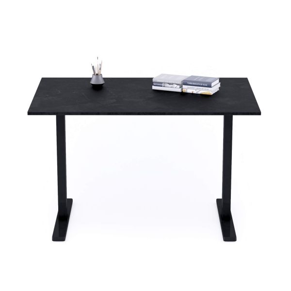 Clara Fixed Height Desk 47.24 x 31.49 in Concrete Effect, Black with Black Legs detail image 1