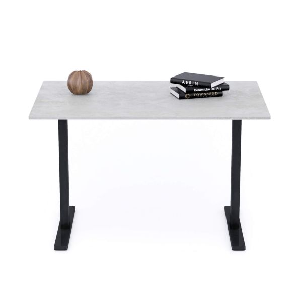 Clara Fixed Height Desk 47.24 x 31.49 in Concrete Effect, Grey with Black Legs detail image 1