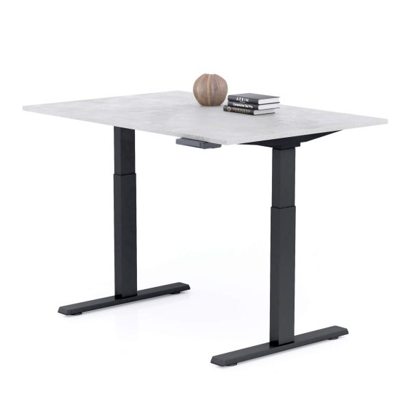 Clara Electric Standing Desk 47.2 x 31.4 in Concrete Effect, Grey with Black Legs detail image 1