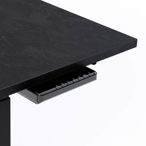 Clara Electric Standing Desk 55.1 x 23.6 in Concrete Effect, Black with Black Legs detail image 1