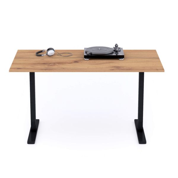 Clara Fixed Height Desk 55.11 x 31.49 in Rustic Oak with Black Legs detail image 1