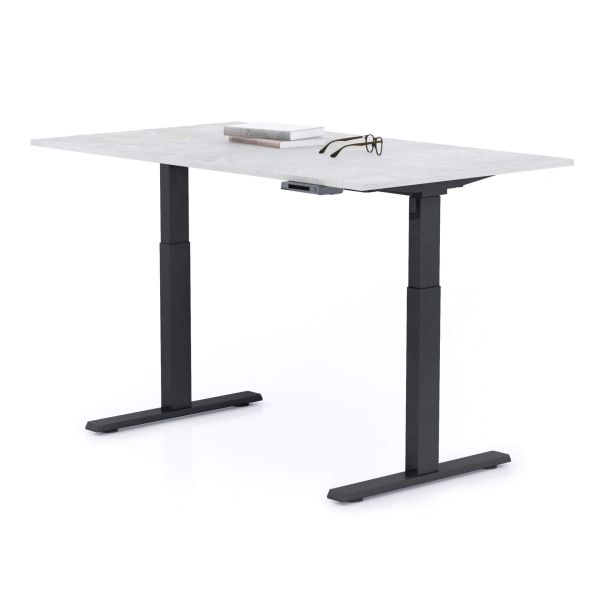 Clara Electric Standing Desk 55.1 x 31.4 in Concrete Effect, Grey with Black Legs detail image 1