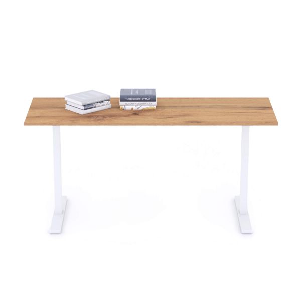 Clara Fixed Height Desk 62.99 x 23.62 in Rustic Oak with White Legs detail image 1