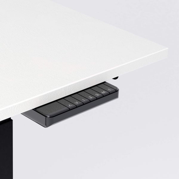 Clara Electric Standing Desk 62.9 x 31.4 in Concrete Effect, White with Black Legs detail image 2