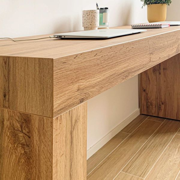 Evolution Desk 70.9 x 15.7 in, Rustic Oak with Two Legs set image 1