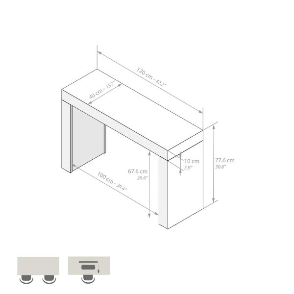 Evolution Desk 47.2 x 15.7 in, Ashwood Black with Two Legs technical image 1