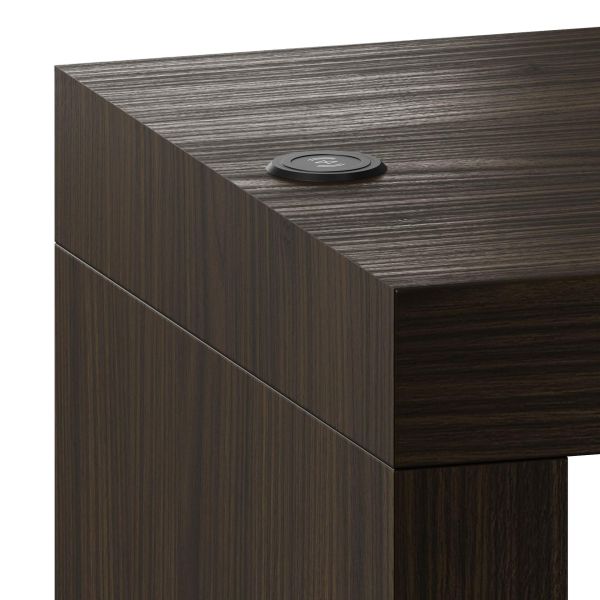 Evolution dining table with One Leg and Wirelss Charger 47.2 x 23.6 in, Dark Walnut detail image 1