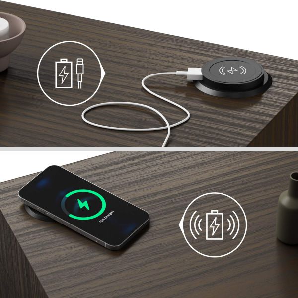 Evolution Peninsula with Wireless Charger 47.2 x 15.7 in, Dark Walnut detail image 2