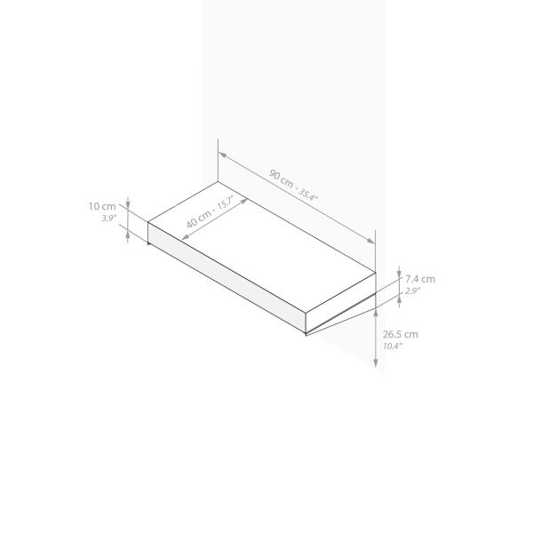 Floating tv stand Evolution 35.4 x 15.7 in, Rustic Oak technical image 1