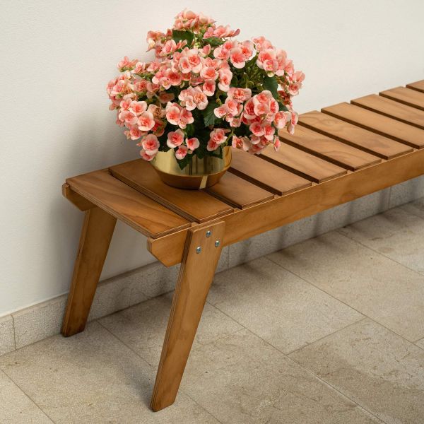 Wooden Garden Bench, Elena, Teak Color detail image 4