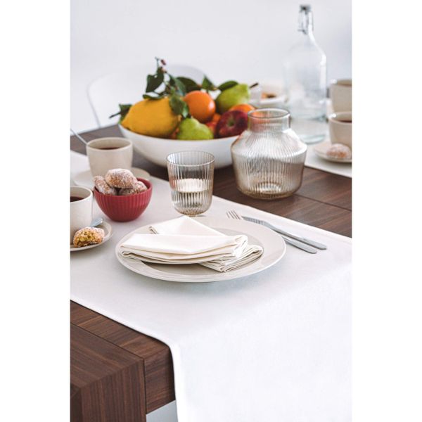 Gioele Cotton table runner 17.71 x 59.05 in, White detail image 2