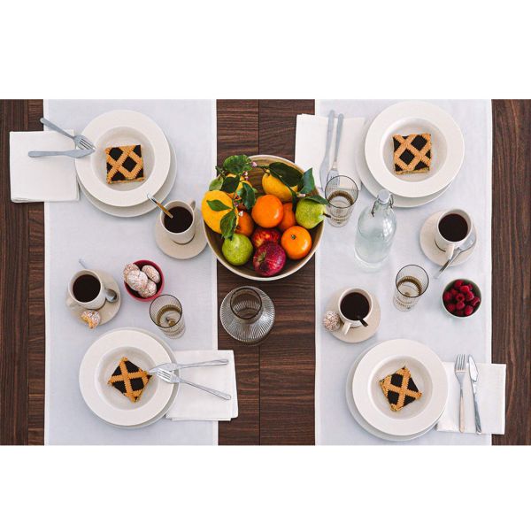 Gioele Cotton table runner 17.71 x 59.05 in, White detail image 3