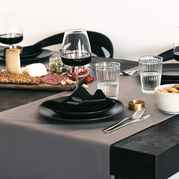 Gioele Cotton table runner 17.71 x 59.05 in, Dark grey detail image 2