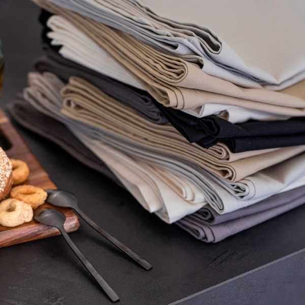 Gioele Cotton table runner 17.71 x 118.11 in, Dark grey detail image 3