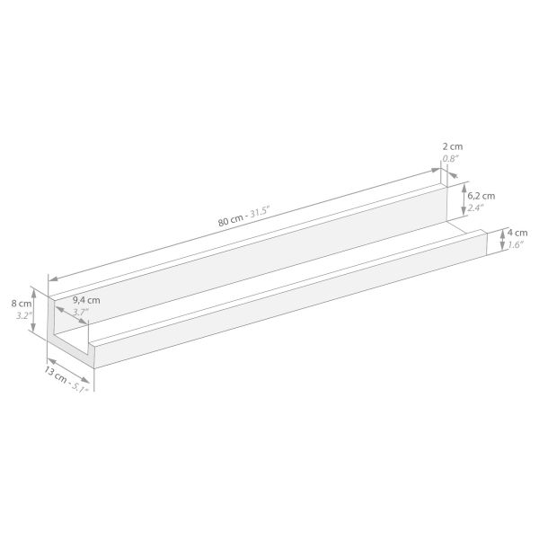 Set of 2 First picture shelves, 31.49 in, Rustic Oak technical image 1