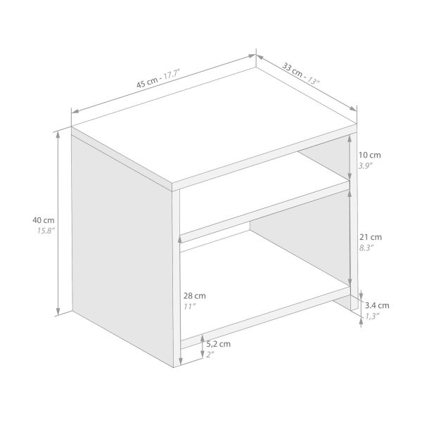 Martino Nightstand, Ashwood White technical image 1