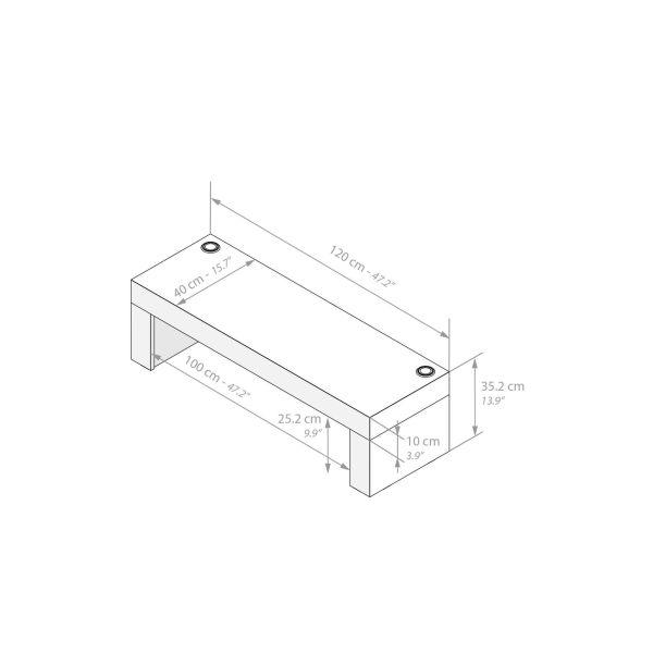 Evolution TV Stand 47.2x15.7 in, with Wireless Charger, Ashwood Black technical image 1