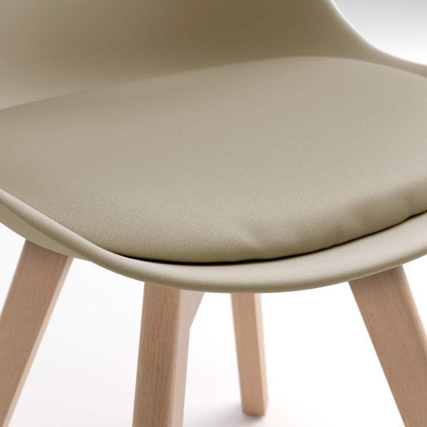 Greta Scandinavian Style Chairs, Set of 4, Beige detail image 1