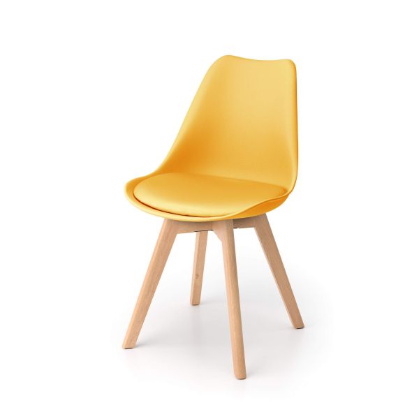 Greta Scandinavian Style Chairs, Set of 4, Mustard Yellow detail image 1