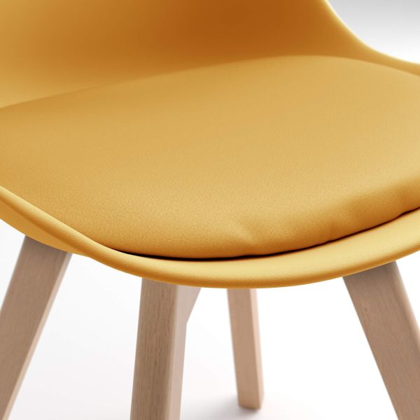 Greta Scandinavian Style Chairs, Set of 4, Mustard Yellow detail image 2