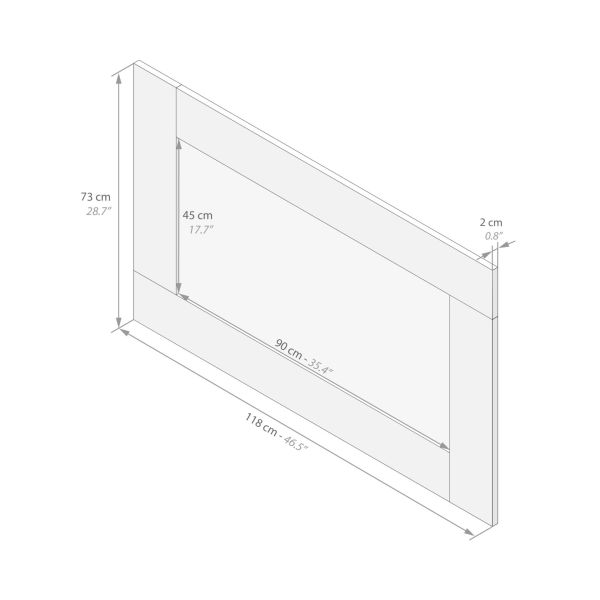 Evolution Rectangular Wall Mirror, 46.5 x 28.7 in, Concrete Effect, Grey technical image 1