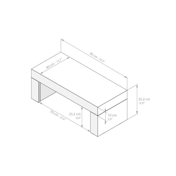 Evolution low Coffee Table 35.4 x 15.7 in, Rustic Oak technical image 1