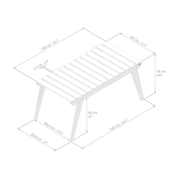 Wooden Garden Table 63 X 31.5 in, Elena, Teak Color technical image 1