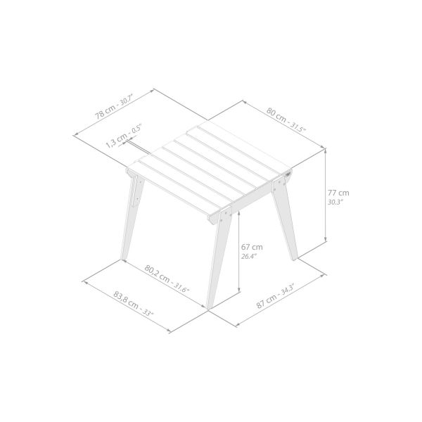 Wooden Garden Table 31.5 X 31.5 in, Elena, Teak Color technical image 1