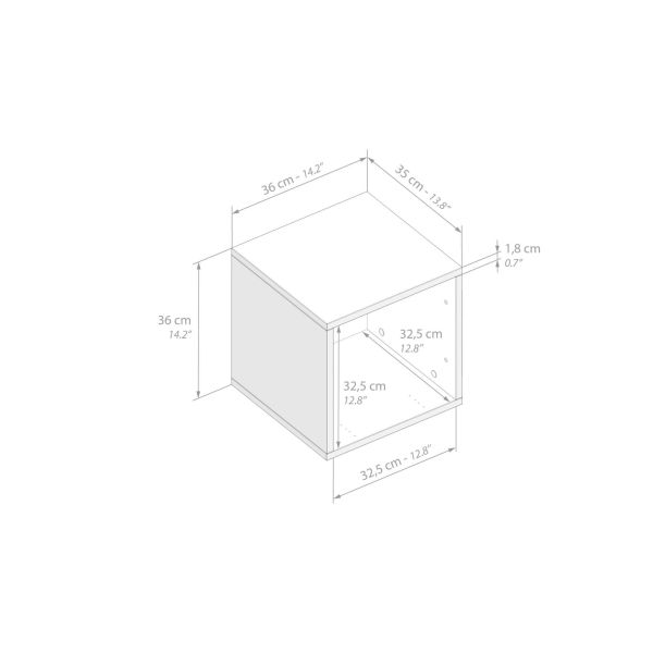 X Wall Unit 14.17 in Without Door, Concrete Effect, Black technical image 1