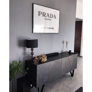 Emma 4-door Sideboard with black legs, Concrete Effect, Black