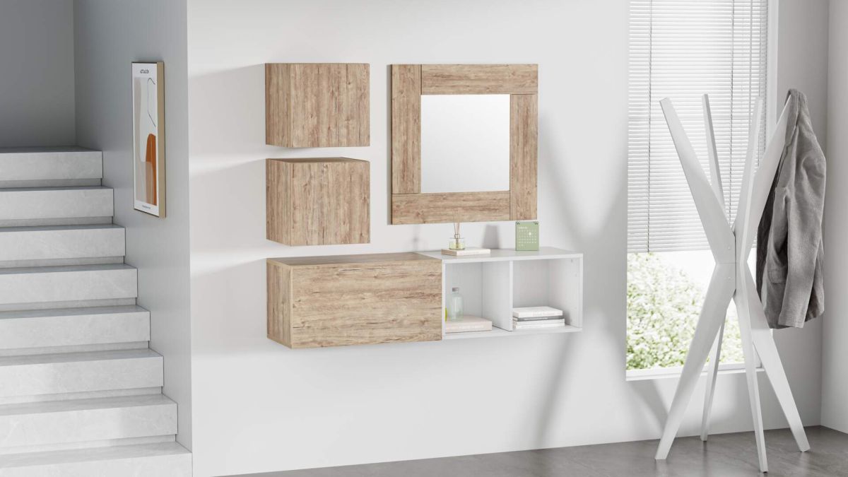 Easy Wall Unit 14.17 in, with Vertical Door, Oak set image 2