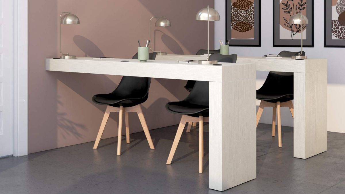 Evolution Desk 70.9 x 15.7 in, Concrete Effect, Grey with One Leg set image 1