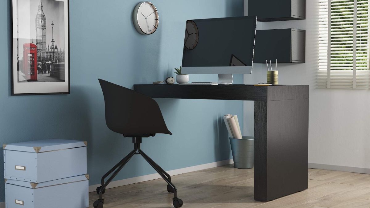 Evolution Desk 47,2 x 23,6 in, Concrete Effect, Grey with One Leg set image 1