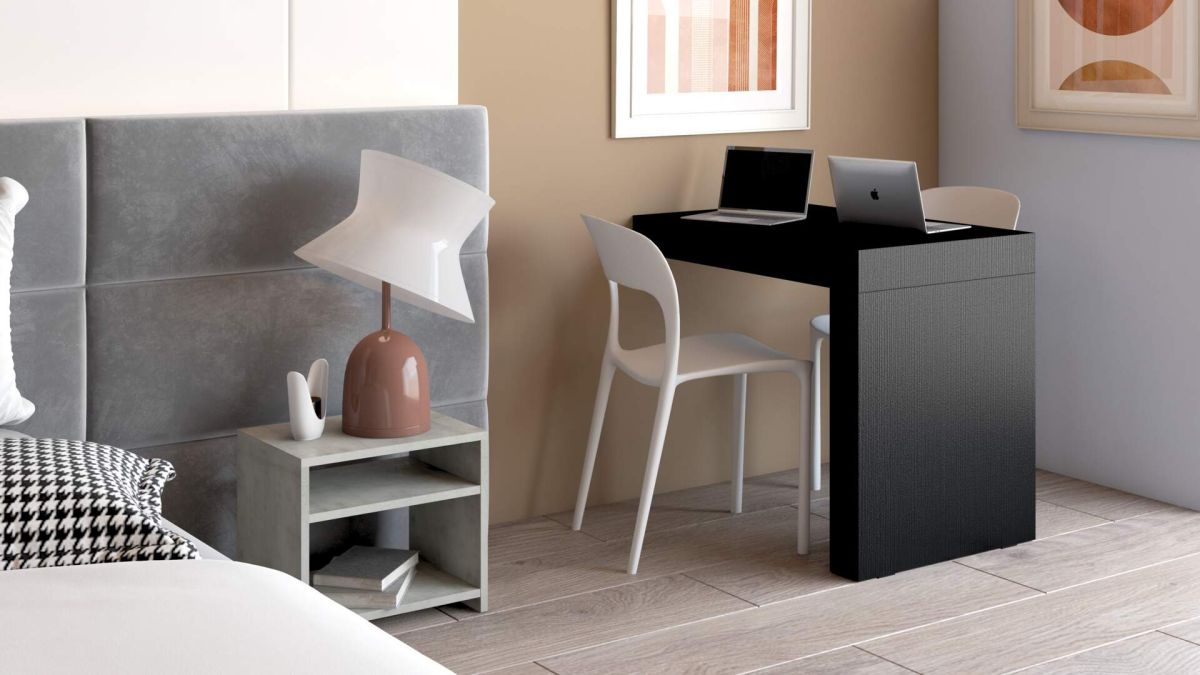 Evolution Desk 35.4 x 23.6 in, Concrete Effect, Grey with One Leg set image 1