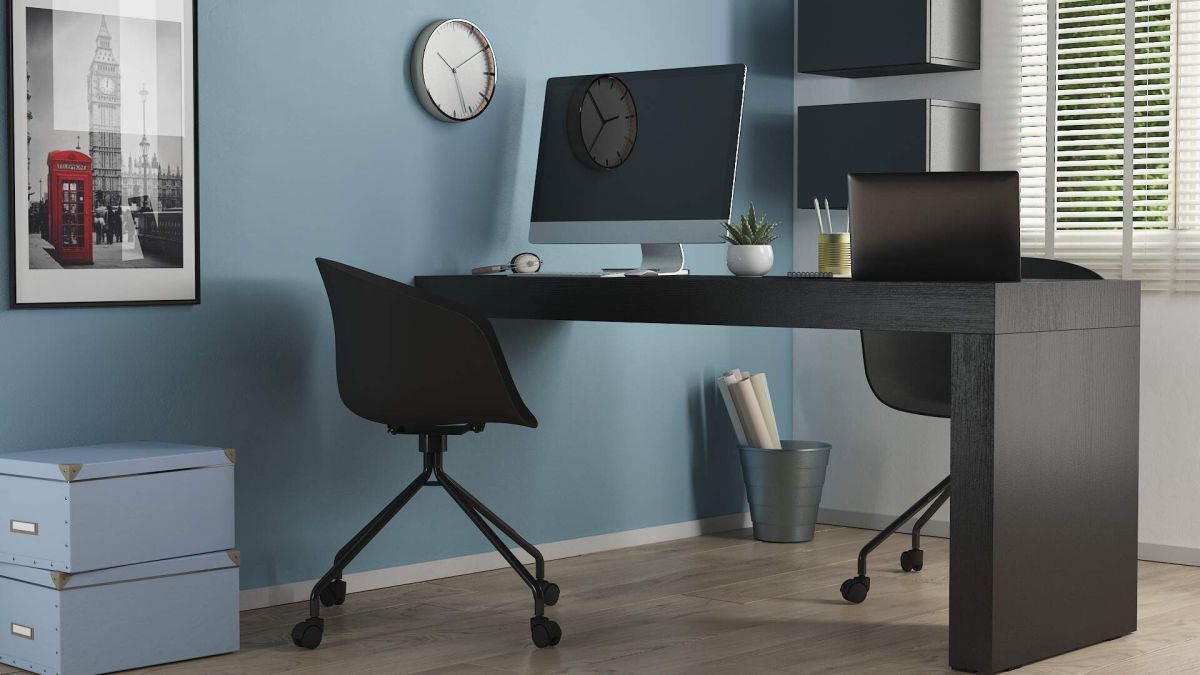 Evolution Desk 70.9 x 23.6 in, with Wireless Charger, Ashwood Black with One Leg set image 1